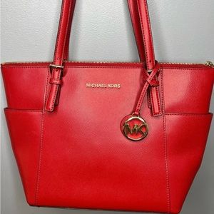 Red Michael Kors Tote Bag